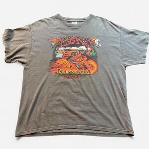 Reno Nevada 2006 Motorcycle Skeleton Biker Grey Graphic Cotton T-Shirt